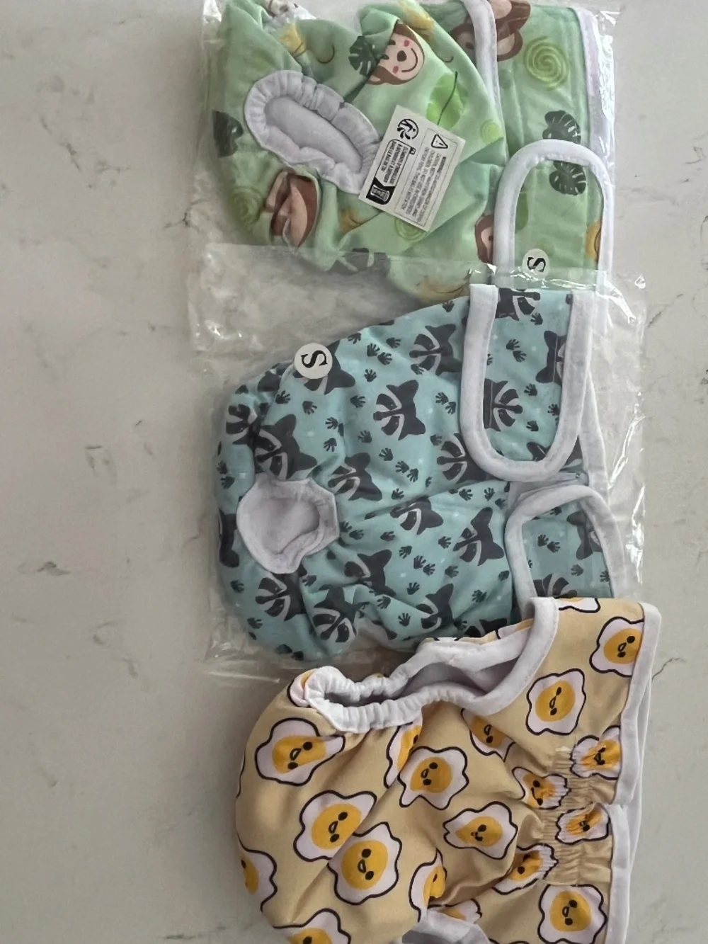 Doggy Washable/Reusable Diapers Set of Three Size small multiple colors